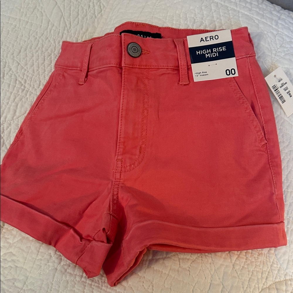 High-Rise Twill Midi Shorts